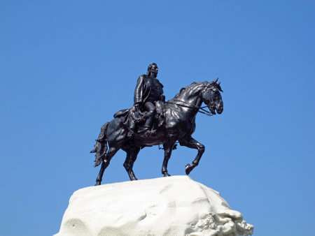 Lima / Peru - 30 Apr 2011: The monument on Plaza de Armas, Plaza Mayor, Lima city, Peru, South Americaのeditorial素材