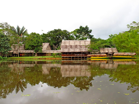 Amazon river / Peru - 10 May 2011: The house in Amazon river in Peru, South Americaのeditorial素材