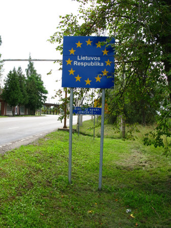 Vilnius / Lithuania - 29 Jul 2010: The border Lithuania and Belarusのeditorial素材