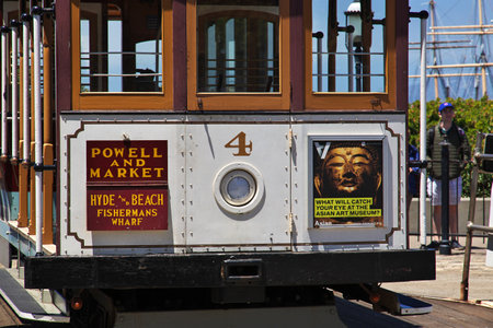 San Francisco / United States - 12 Jul 2017: The vintage tram in San Francisco city, West coast, United Statesのeditorial素材