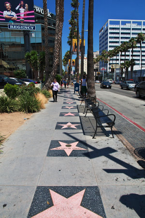 Los Angeles / United States - 15 Jul 2017: Alley of stars in Hollywood, Los Angeles, California, USAのeditorial素材