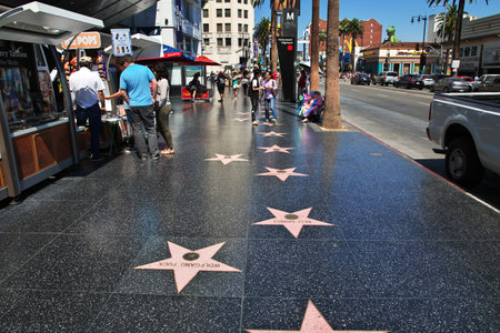 Los Angeles / United States - 15 Jul 2017: Alley of stars in Hollywood, Los Angeles, California, USAのeditorial素材