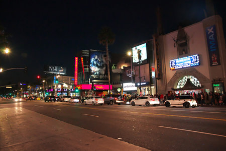 Los Angeles / United States - 15 Jul 2017: Hollywood at night, Los Angeles, California, USAのeditorial素材