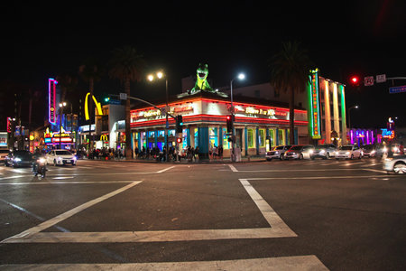 Los Angeles / United States - 15 Jul 2017: Hollywood at night, Los Angeles, California, USAのeditorial素材