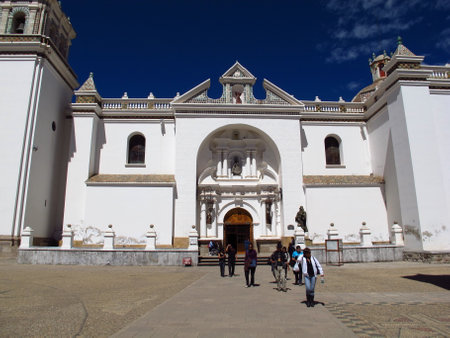 Copacabana / Bolivia - 07 May 2011: Basilica de Nuestra Senora de Copacabana, the church in Copacabana, Bolivia, South Americaのeditorial素材