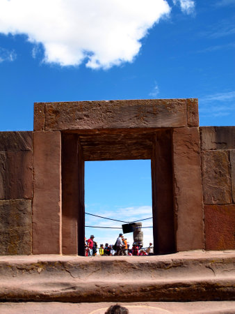 Tiwanaku / Bolivia - 08 May 2011: Tiwanaku ruins in Bolivia, South Americaのeditorial素材