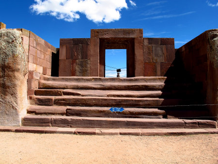 Tiwanaku / Bolivia - 08 May 2011: Tiwanaku ruins in Bolivia, South Americaのeditorial素材