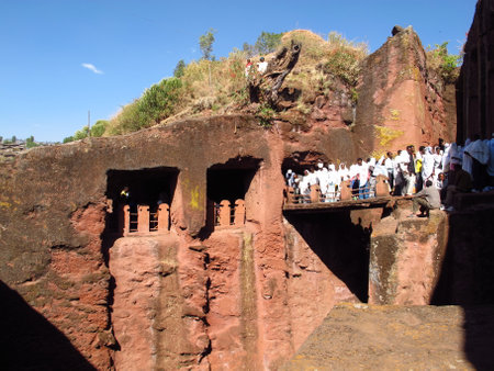 Lalibela / Ethiopia - 06 Jan 2012: The monolithic Orthodox Church in Lalibela city, Ethiopiaのeditorial素材