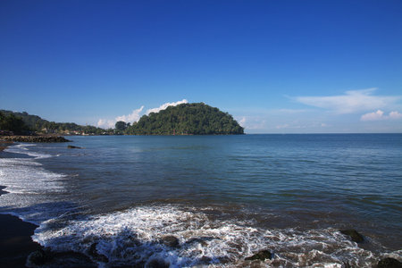 Jakarta / Indonesia - 31 Jul 2016: The boat on coast of sea in Padang city, Indonesiaのeditorial素材