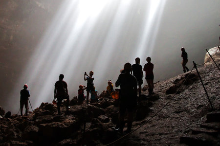 Jomblang cave / Indonesia - 01 Aug 2016: Jomblang cave near Yogyakarta city, Java, Indonesiaのeditorial素材