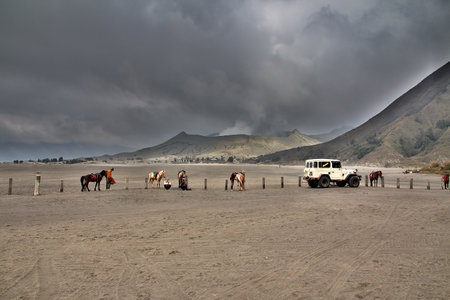 Volcano Bromo / Indonesia - 03 Aug 2016: Volcano Bromo in Java island, Indonesiaのeditorial素材