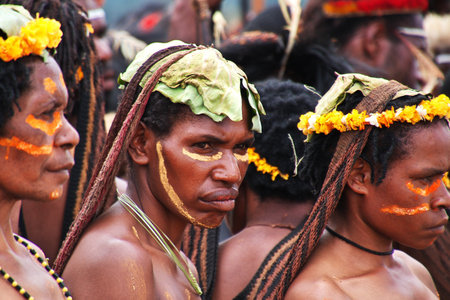 Wamena / Papua, Indonesia - 08 Aug 2016. National festival of local tribes in Wamena city, Papuaのeditorial素材