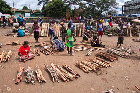 Wamena / Papua, Indonesia - 09 Aug 2016. Local market in Wamena city, Papuaのeditorial素材