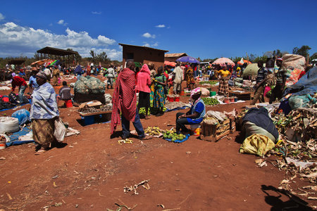 Moshi / Tanzania - 07 Jan 2017: The local market in Africa, Moshiのeditorial素材