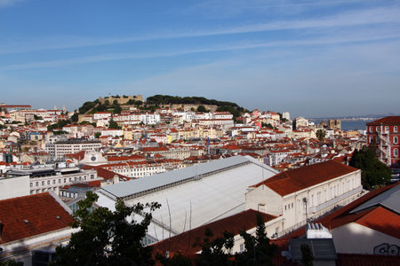 Lisbon / Portugal - 10 May 2015: The view on old Lisbon city, Portugalのeditorial素材