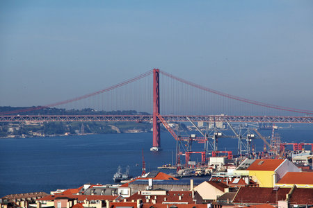 Lisbon / Portugal - 10 May 2015: The view on old Lisbon city, Portugalのeditorial素材