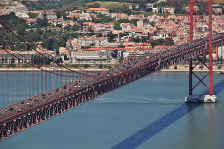 Lisbon / Portugal - 10 May 2015: 25th of April Bridge, Lisbon, Portugal
