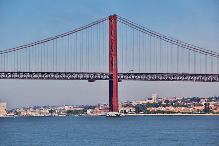 Lisbon / Portugal - 10 May 2015: 25th of April Bridge, Lisbon, Portugalのeditorial素材