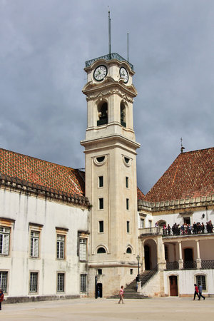 Coimbra / Portugal - 14 May 2015: The clock tower in the university in Coimbra city, Portugalのeditorial素材
