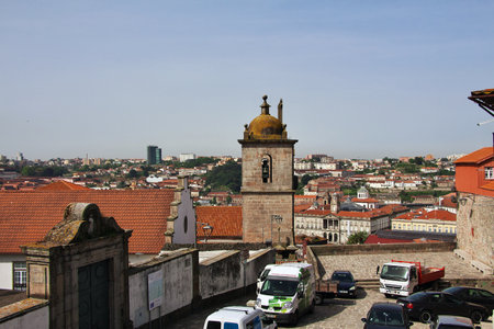 Porto / Portugal - 12 May 2015: The view on roofs of vintage houses in Porto city, Portugalのeditorial素材