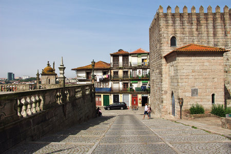 Porto / Portugal - 12 May 2015: The vintage street in Porto city, Portugalのeditorial素材