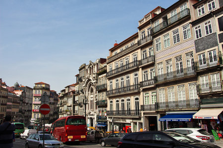 Porto / Portugal - 12 May 2015: The vintage house in Porto city, Portugalのeditorial素材