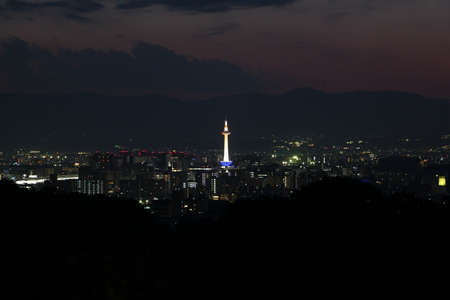 The view on Kyoto city at night, Japanのeditorial素材