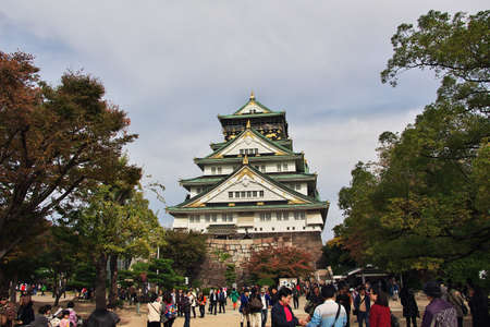 Osaka / Japan - 09 Nov 2013: The medieval castle at autumn, Osaka, Japanのeditorial素材