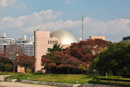 Red maples Momiji in Hiroshima of Japanのeditorial素材