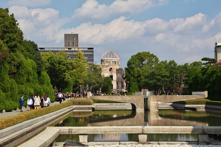 Hiroshima / Japan - 08 Nov 2013: Atomic Bomb Dome in Hiroshima Peace Memorial Park, Japanのeditorial素材
