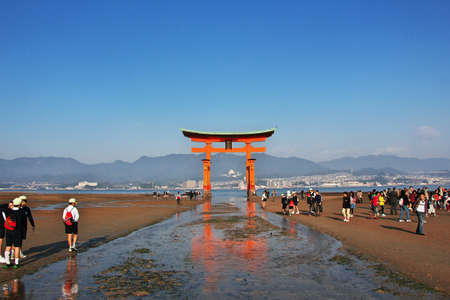 Miyajima / Japan - 08 Nov 2013: Torii, Itsukushima shrine, Miyajima island, Japanのeditorial素材