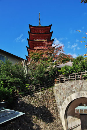 Pagoda Goju-no in Miyajima island, Japanのeditorial素材