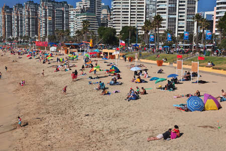 Vina del Mar, Chile - 30 Dec 2019: The beach of Vina del Mar, Chileのeditorial素材