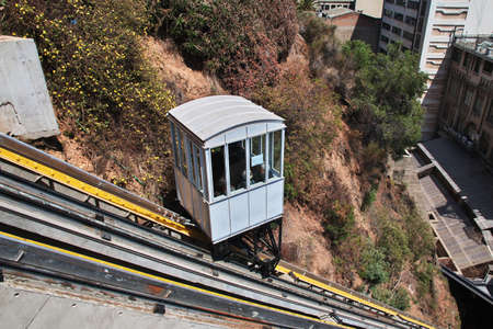 The vintage funicular in Valparaiso, Pacific coast, Chileのeditorial素材