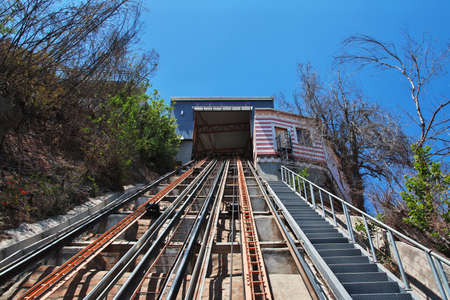 The vintage funicular in Valparaiso, Pacific coast, Chileのeditorial素材