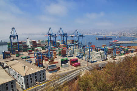 Valparaiso, Chile - 30 Dec 2019: Seaport in Valparaiso, Pacific coast, Chile