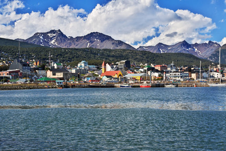 Seaport in Ushuaia city on Tierra del Fuego, Argentinaのeditorial素材