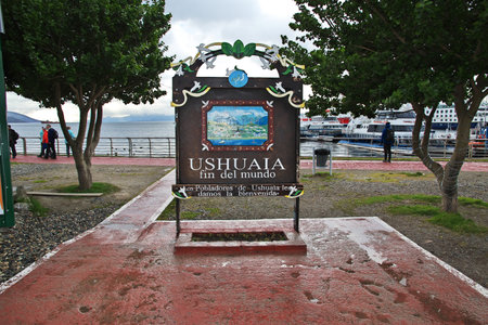 Ushuaia, Tierra del Fuego, Argentina - 22 Dec 2019. The art in Ushuaia city on Tierra del Fuego, Argentinaのeditorial素材