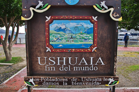 Ushuaia, Tierra del Fuego, Argentina - 22 Dec 2019. The art in Ushuaia city on Tierra del Fuego, Argentinaのeditorial素材