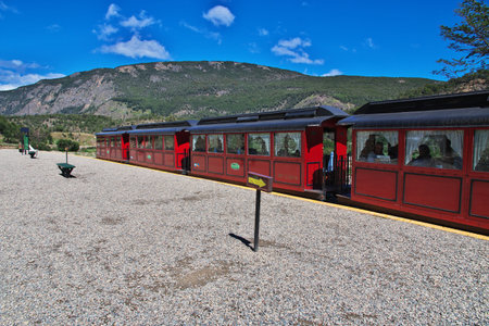 Ushuaia, Argentina - 22 Dec 2019. The End of the World Train in Parque Nacional Tierra del Fuego, Ushuaia, Argentinaのeditorial素材
