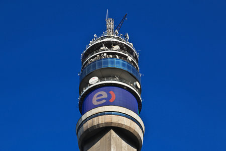 Santiago, Chile - 24 Dec 2019: Torre Entel TV Tower in Santiago, Chileのeditorial素材