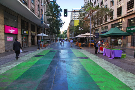 Santiago, Chile - 24 Dec 2019: The vintage street in Santiago, Chileのeditorial素材