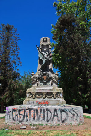 Santiago, Chile - 24 Dec 2019: The statue in Santiago, Chileのeditorial素材