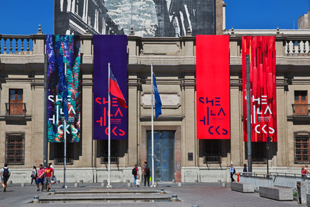 Santiago, Chile - 24 Dec 2019: The vintage building in Santiago, Chileのeditorial素材