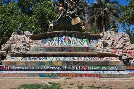 Santiago, Chile - 24 Dec 2019: The statue in Santiago, Chileのeditorial素材