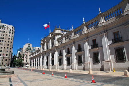 La Moneda vintage building in Santiago, Chileのeditorial素材