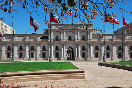 La Moneda vintage building in Santiago, Chileのeditorial素材