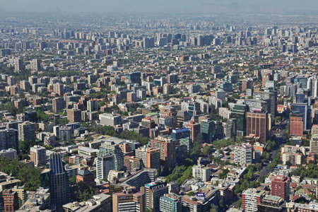 Panoramic view of Santiago from Torre Costanera, Chileのeditorial素材