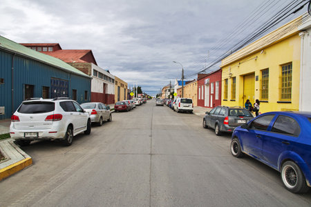 Punta Arenas, Patagonia, Chile - 21 Dec 2019. The street in Punta Arenas, Patagonia, Chileのeditorial素材