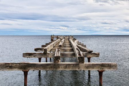 Old Wharf in the Harbor of Punta Arenas, Patagonia, Chileのeditorial素材